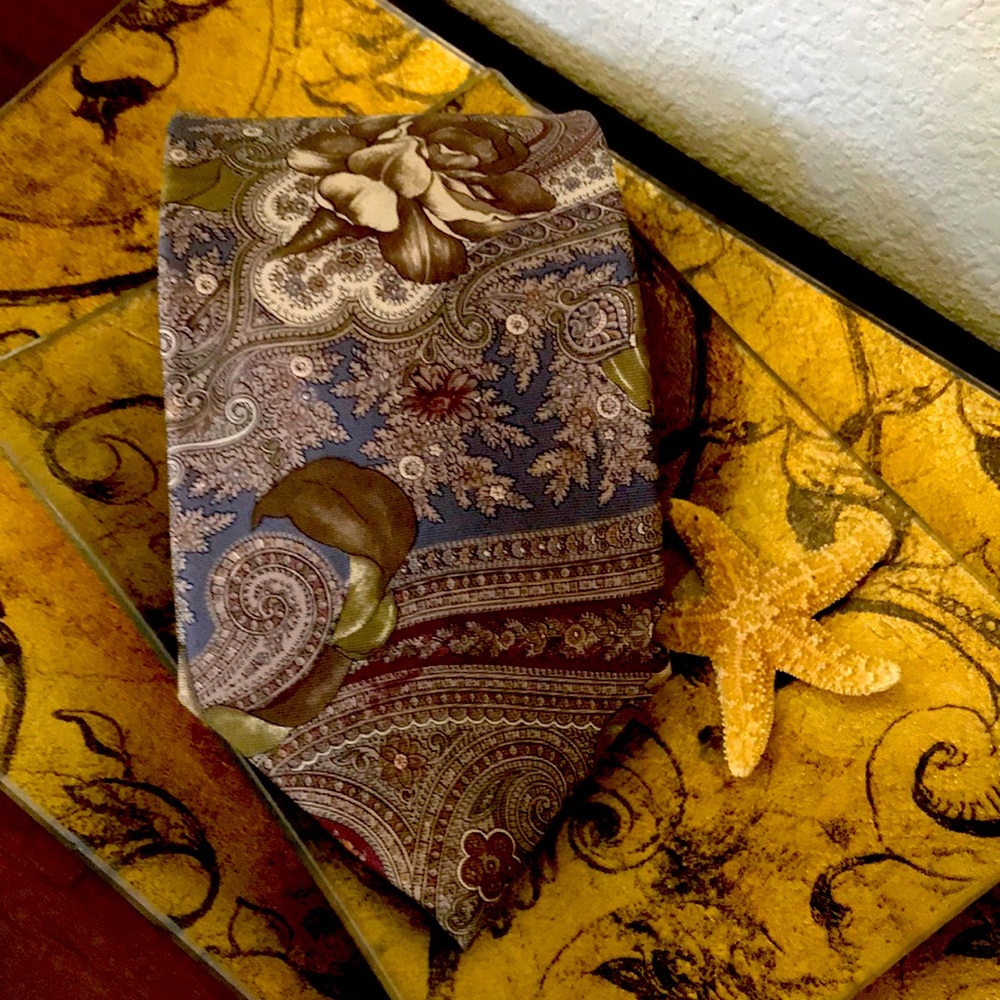 Vintage Bill Blass Floral and Paisley Tie